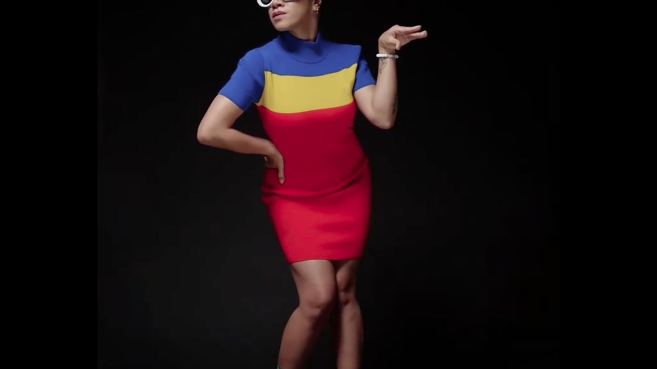 A fashion outfit inspired by a LEGO duck, revealed in the original LEGO Reel.